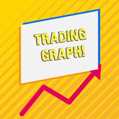 Handwriting text Trading Graph. Conceptual photo Represent the highs and lows of the trading period and price Irregular edging arrow line on the bottom of parallelogram blank papers