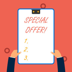 Handwriting text writing Special Offer. Conceptual photo product or service that is offered free or at a very low price