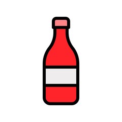 editable stroke icon and illustration of alcoholic bottle  in filled design.