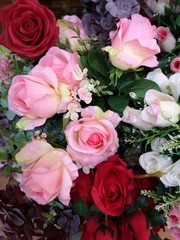 Pink, red rose beautiful bouquet artificial Handmade