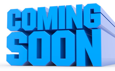 3D COMING SOON word on white background illustration 3D rendering