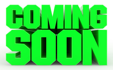 3D COMING SOON word on white background illustration 3D rendering