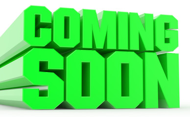 3D COMING SOON word on white background illustration 3D rendering