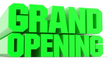 3D GRAND OPENING word on white background illustration 3D rendering