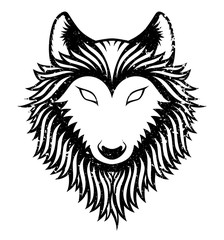 Wolf head logo vector. Animal mascot. Vector illustration. Grunge distressed effect