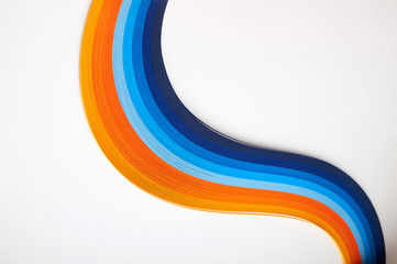 Abstract color wave curl rainbow strip paper background. Template for prints, posters, cards.