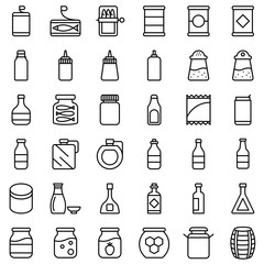processed food container icon set outline design vector.editable stroke