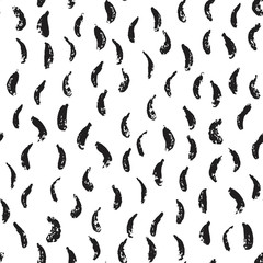 Black ink repeating on white background. Hand drawn abstract seamless pattern.