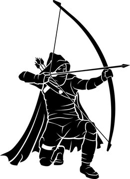 black archer kneeling with bow