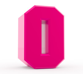 3d pink number 0 collection on white background