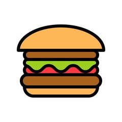 food editable outline icon of healthy meat tomato burger in filled design.