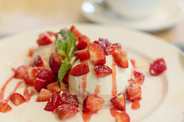 dessert - whipped mascarpone with strawberries