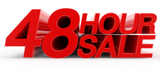 48 HOUR SALE word on white background illustration 3D rendering