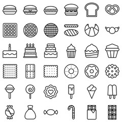 set of food bakery and sweets editable stroke icon.