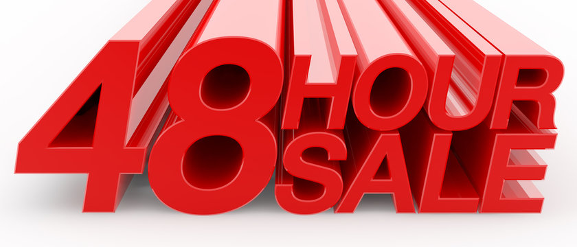 48 HOUR SALE word on white background illustration 3D rendering