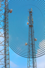 Phone base station with TV and wireless internet antennas