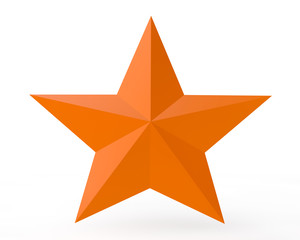 3D orange star on white background illustration 3d rendering