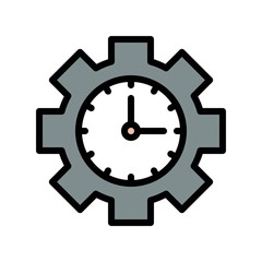 cog wheel and clock, business filled design icon.