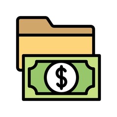 money flat icon editable outline bank bill note