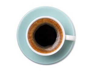 coffee cup top view  isolated on white background.