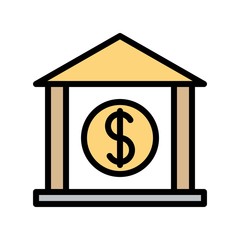 bank flat icon editable outline in business financial investment