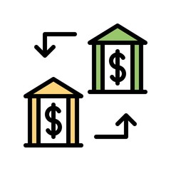 Loan money between bank flat icon editable outline in business and finance