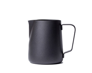 Black stainless steel milk jug.Black stainless steel milk pitcher. Foaming jug for latte art....