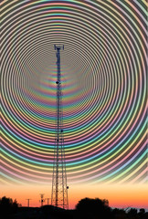 Phone base station with TV and wireless internet antennas