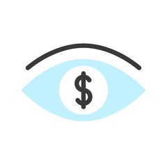 earning eye dollar eye e-commerce business flat design icon.