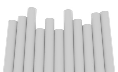 Tubes PVC pipes on white background illustration 3D rendering