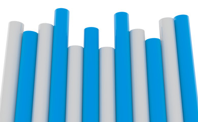 Tubes PVC pipes on white background illustration 3D rendering