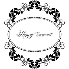 Ornate of greeting card, invitation card of happy engagement, pattern art floral frame. Vector