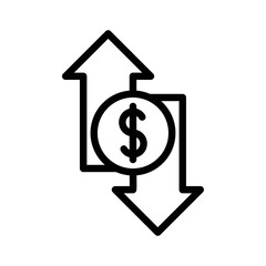 market flow or stock exchange dollar profit or loss editable outline icon in business and investment.