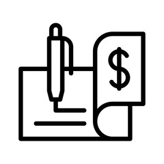 agreement letter bank cheque editable outline icon in business and investment.