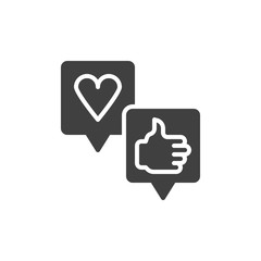 Fototapeta premium Customer feedback vector icon. Positive reviews filled flat sign for mobile concept and web design. Social media likes and comments glyph icon. Rating ranking symbol logo illustration. Vector graphics