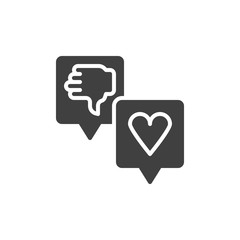 Fototapeta premium Customer feedback vector icon. Negative reviews filled flat sign for mobile concept and web design. Social media dislikes and comments glyph icon. Rating ranking symbol logo illustration.