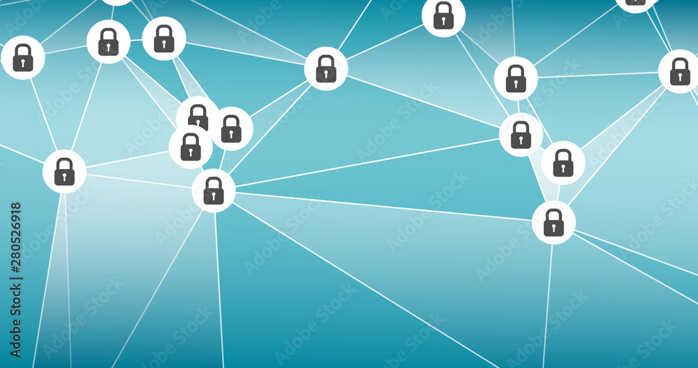 Wall mural geometric vector triangles connected the padlocks
