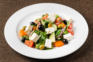greek salad on the white plate