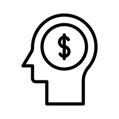 business man planning mind editable outline icon in business and investment.
