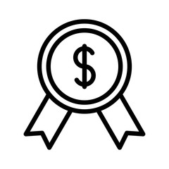 success badge dollar sign currency editable outline icon in business and investment.