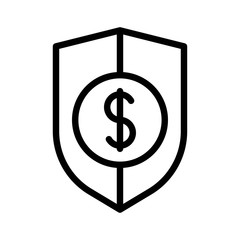 protective shield dollar sign editable outline icon in business and investment.