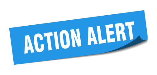 action alert sticker. action alert square isolated sign. action alert