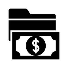 dollar note saving investment money exchange black solid icon in business and investment.