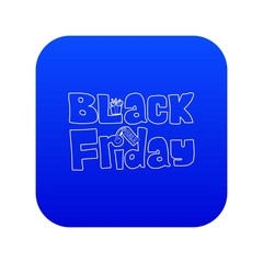 Black Friday icon blue vector isolated on white background