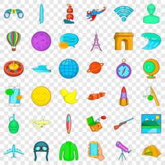 Space icons set. Cartoon style of 36 space vector icons for web for any design