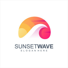 sunset logo design vector illustration