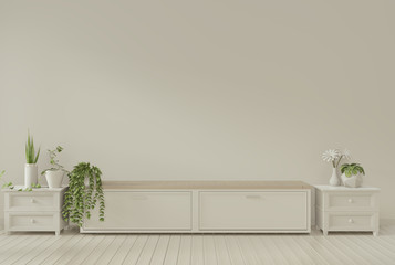 Mock up Tv cabinet in empty room white wall . 3d rendering