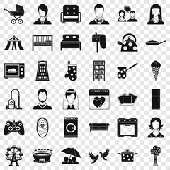 Father icons set. Simple style of 36 father vector icons for web for any design