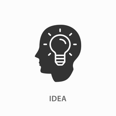 Creative brain idea icon on white background.