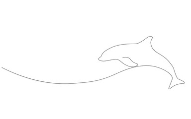 Dolphin jumping on sea one line drawing vector illustration